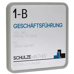 MAXI Türschild hellgrau | 150x150mm | inkl. entspiegelter Abdeckung | Türschild Büro | Büroschild
