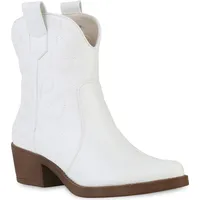VAN HILL Damen Stiefeletten Cowboy Boots Schuhe 211601 Weiss