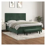 vidaXL Boxspringbett 180 x 200 cm Dunkelgrün