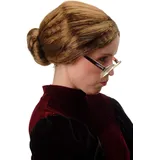 WIG ME UP - 69020-P6 Perücke Damen Karneval Fasching Braun strenger Dutt Gouvernante Ballerina Oma Großmutter Märchentante
