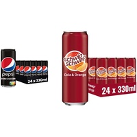 Pepsi Zero Zucker, Das zuckerfreie Erfrischungsgetränk von Pepsi ohne Kalorien & Schwip Schwap, Das Original – Koffeinhaltiges Cola-Erfrischungsgetränk mit Orange, EINWEG Dose (24 x 0.33 l)