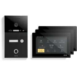 GVS - 1-Familienhaus IP Video Türsprechanlage AVS5286U - Mit 3x7 Zoll Monitor, App, HD-Kamera & Türöffner Funktion (Fingerprint/RFID)