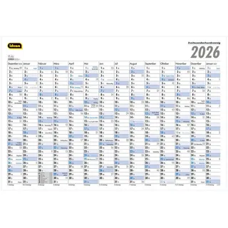 IDENA 12074 - Wandkalender 2026, 14 Monate, Plakatkalender in quer 101 x 68 cm groß