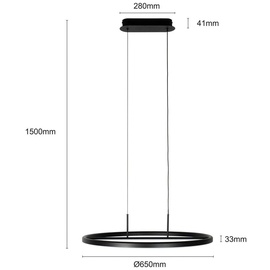 LUCANDE Virvera LED-Hängelampe, rund, schwarz