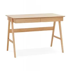Eiche Schreibtisch SIROKO mit 2 Schubladen | Bürotisch Holz für Arbeitszimmer | Skandinavischer Stil | 120x70x75 cm | Kadima Design