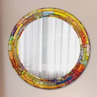 Tulup Spiegel, Mehrfarbig, Glas, Rund, 60x60x0.4 cm, Spiegel, Wandspiegel