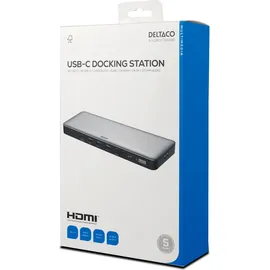 deltaco USB-C dock triple 2x HDMI/DP USB-C/USB-A/RJ45/S