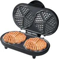 Bestron Doppel-Waffeleisen für klassische Herzwaffeln, Herzwaffeleisen mit Backampel & Antihaftbeschichtung, ideal für Kindergeburtstage, Ostern & Weihnachten, Farbe: Mattschwarz, ADWM1000BL