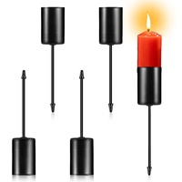 Metall Stabkerzenhalter DIY Adventskranz Kerzenhalter, 4 Stück Schwarz Kerzenleuchter mit Dorn für Adventsgirlande, für DIY Adventskranz Deko Weihnachten Kerzenteller