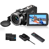 Videokamera Camcorder 1080P, Full HD 30FPS 36 MP Vlogging Kamera IR-Nachtsicht für YouTube, 3.0" IPS 270°Drehbarer Bildschirm, 16X Digital Zoom Digitalkamera mit Fernbedienung und 2 Batterien