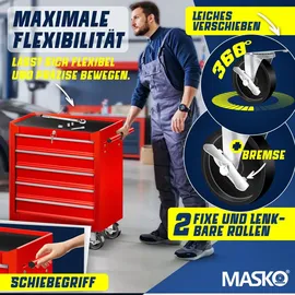 Masko MASKO® Werkstattwagen Rollwagen Werkzeugwagen Werkzeugkiste Fächer Toolbox Werkzeug box