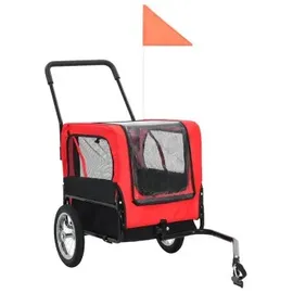 vidaXL 2in1 Tier-Fahrradanhänger und Jogger rot/schwarz