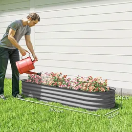 Outsunny Hochbeet 195 x 62 x 30 cm Silber