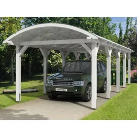 SKANHOLZ Franken Einzelcarport 3,76 x 9,69 m weiß inkl. Pfostenanker