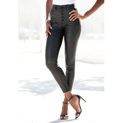Lederimitathose, mit sichtbarer Knopfleiste, enge Kunstlederhose, casual-chic, Gr. 44 - N-Gr, schwarz, , 36347544-44 N-Gr