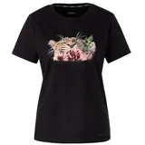 Marc Cain T-Shirt mit Leo-Print und floralen Details in Schwarz | Gr.: 36