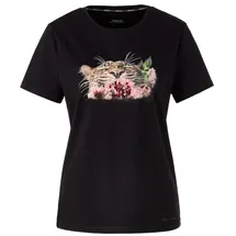 Marc Cain T-Shirt mit Leo-Print und floralen Details in Schwarz | Gr.: 36