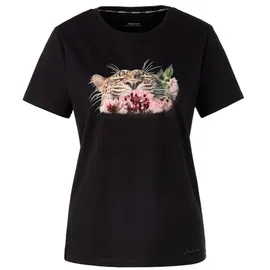 Marc Cain T-Shirt mit Leo-Print und floralen Details in Schwarz | Gr.: 36