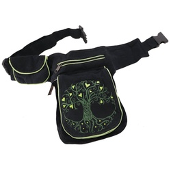 Guru-Shop Gürteltasche Stoff Sidebag & Hüfttasche, Goa Gürteltasche,.. grün|schwarz 18 cm x 25 cm x 4 cm