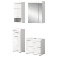 Inn.furn Badmöbel-Set weiß Hochglanz 4-teilig 112 cm, Badschränke Shawn