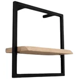 holz4home holz4home® Wandregal Small Schwarz Gerahmt I Industrial Style mit Baumkante Hellgrau