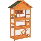 Vogelkäfig Aus Holz, Papageienkäfig, Spielbereich, Wasserdichtes Asphalt-dach, 92 X 52 X 171 Cm, Orange