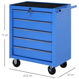 Homcom Werkstattwagen Werkzeugwagen Rollwagen Werkzeugkasten mit 5 Schubladen,