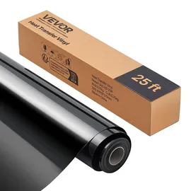 Vevor Vinylfolie Wärmeübertragung Transferfolie (304,8 x 7260 mm), glänzend schwarze Bügelvinylrolle, kompatibel mit Schneidemaschinen, für verschiedene Materialien T-Shirts Kissen Hüte