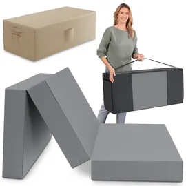 eloneo Spar-Set Klappmatratze Gästematratze, 120x195x15cm, grau inkl. Husse creme & Transporttasche