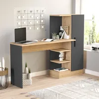 [en.casa] Schreibtisch mit Schrank ’Varhalo’ 120x153x40 cm Eichenoptik/Anthrazit