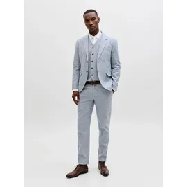 JACK & JONES "JPRMARTIN SUMMER BLZ LINEN BLEND NO06 SN", Herren, Gr. 52, faded denim fit:slim fit, Web, Obermaterial: 70% Baumwolle, 30% Leinen, unifarben, slim fit normal, V-Ausschnitt, gerader Abschluss, Sakkos Sakko, Baumwollmischung, slim fit