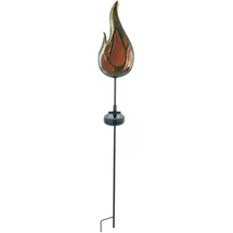NÄVE LED Solar Erdspieß Flamme Metall H: 84cm 1 Stück orange bronze