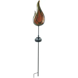NÄVE LED Solar Erdspieß Flamme Metall H: 84cm 1 Stück orange bronze