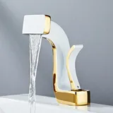 Messing-badezimmerarmatur, Aufsatzmontage, Warm-/kaltwasser-mischbatterie Für Waschbecken, 1 Stück (gold)