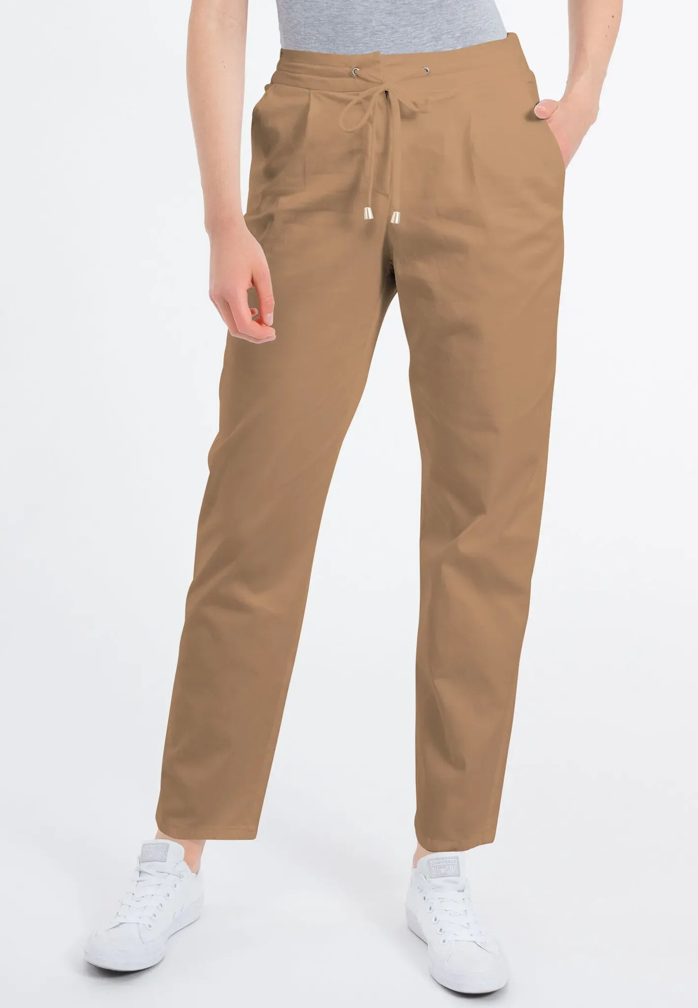 Stoffhose RECOVER PANTS "Corin" Gr. 46, Normalgrößen, beige Damen Hosen mit Jogg-Pants-Charakter