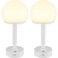 GLOBO Tischleuchte Pilz weiß Tischlampe Touchdimmer Akku Beistellleuchte Pilzleuchte,