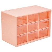 Gohhey Kleinteilemagazin Schubladen Sortierkasten mit 9 Schubladen Transparente Schubfächer Vorrichtungen zur Wandmontage, Rose