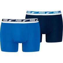 Puma Boxershorts PUMA "PUMA MEN EVERYDAY MULTI LOGO BOXERS 2P", Herren, Gr. M, blau (blau combo), Single Jersey, Obermaterial: 95% Baumwolle, 5% Elasthan, körpernah, Unterhosen, Komfortabler Logobund
