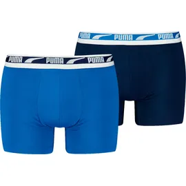 Puma Boxershorts PUMA "PUMA MEN EVERYDAY MULTI LOGO BOXERS 2P", Herren, Gr. M, blau (blau combo), Single Jersey, Obermaterial: 95% Baumwolle, 5% Elasthan, körpernah, Unterhosen, Komfortabler Logobund