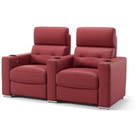 Sofanella 2-Sitzer Leder Bari, Relaxsofa, Designsofa, Designer Couch, Italienisches Sofa, 2er Sofa rot