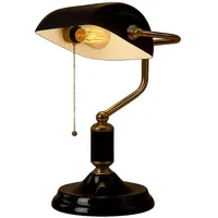 GLOBO Bankerlampe Tischleuchte anthrazit gold Leselampe Schreibtischleuchte Wohnzimmerlampe, Metall,