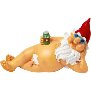 BRUBAKER Gartenzwerg Zwerg nackt - 24 cm - Figur Nudist FKK, (1 St), Dekoration Wetterfest für Garten Campingplatz - Lustig rot