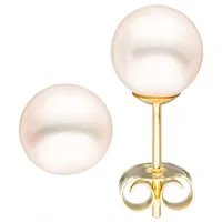 Jobo Paar Ohrstecker JOBO, gelb (gelbgold 585), Ohrringe, Damen, Gelbgold 585-Perlen, Gelbgold 585, Perlen, 585 Gold mit Süßwasser-Zuchtperlen 7,5 mm