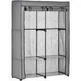 Homcom Kleiderschrank Stoffschrank mit 2 Kleiderstangen, 4 Einlegeböden und Reißverschluss, Faltschrank Stoffkleiderschrank für Schlafzimmer, Ankleidezimmer, 118 x 49 x 170 cm, Hellgrau
