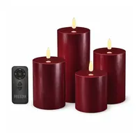 ReWu LED-Kerze Deluxe Homeart LED Geschenkboxen mit 4 LED Kerzen Fernbedienung Batt. (4-tlg) rot