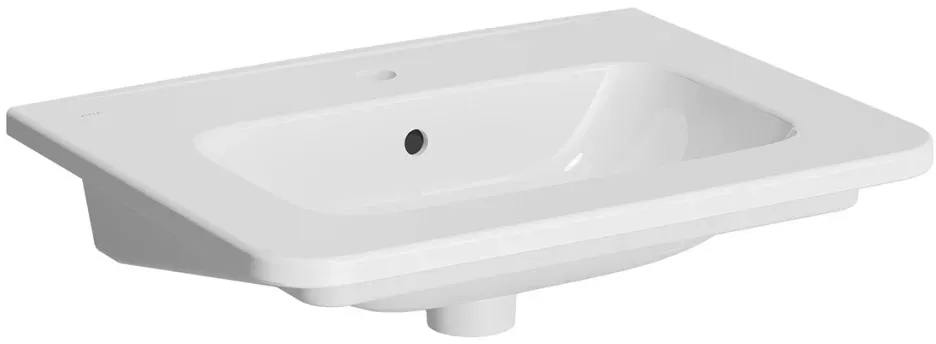 VitrA New S20 Round Möbelwaschtisch mit Hahnloch mittig 60 x 46 x 17 Weiß Hochglanz,7680B003-0001 7680B003-0001