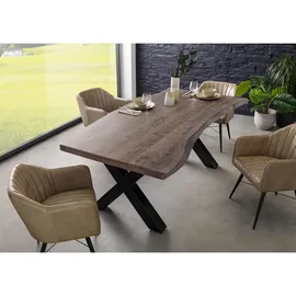 MASSIVMOEBEL24.DE Baumtisch 220 x 77 x 100 cm grau