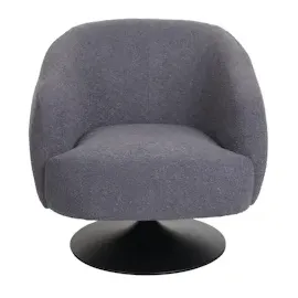 Mendler Lounge-Sessel HWC-J76, Cocktailsessel Sessel drehbar, Bouclé Stoff Metall ~ dunkelgrau