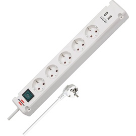 Brennenstuhl Bremounta mit Schalter, 5-fach, mit 2x USB, 3m, weiß