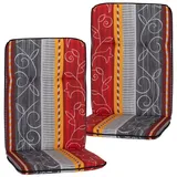 NYVI Hochlehnerauflage Hochlehner Auflagen 2er Set Hawaii Hochlehnerauflagen für Gartenstühle, (2 St), Stuhlauflagen Sitzauflagen Gartenstuhlauflagen Streifen, gestreift bunt|gelb|grau|rot